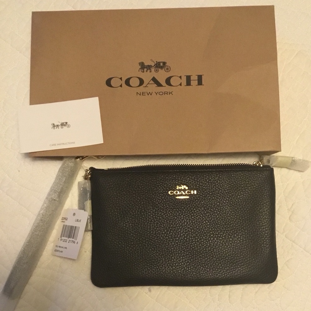 Coach leather pebbled cosmetic bag